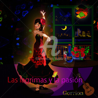 Grafika cyfrowa / sztuka generowana cyfrowo zatytułowany „Las lagrimas y la p…” autorstwa Kio, Oryginalna praca, Malarstwo c…