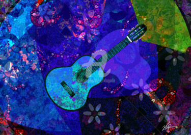 Digital Arts με τίτλο "私のギター/ Mi guitarra" από Kio, Αυθεντικά έργα τέχνης, Ψηφιακή ζωγραφική