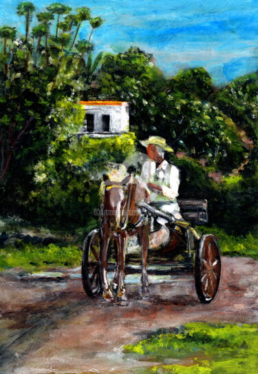 Peinture intitulée "El Caballero Cubano" par Kio, Œuvre d'art originale, Acrylique