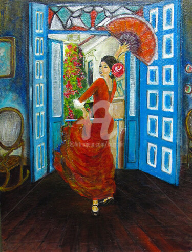Malerei mit dem Titel "La Habanera" von Kio, Original-Kunstwerk, Acryl