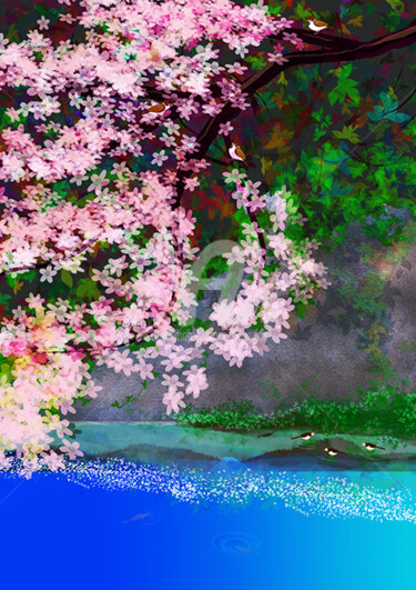 Artes digitais intitulada "Sakura.jpg" por Kio, Obras de arte originais, Trabalho Digital 2D