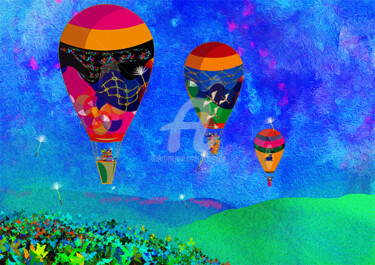 Digitale Kunst mit dem Titel "spring balloon voya…" von Kio, Original-Kunstwerk, 2D digitale Arbeit