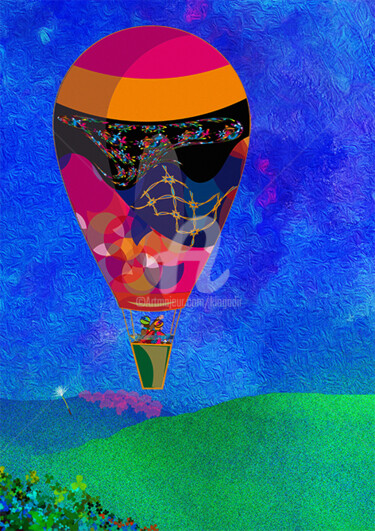 Arts numériques intitulée "The Pinky balloon" par Kio, Œuvre d'art originale, Travail numérique 2D