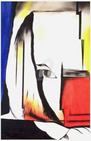 Peinture intitulée "à travers la fenêtre" par Bukurije Avdija, Œuvre d'art originale, Acrylique