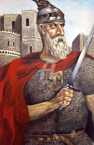 Painting titled "skenderbeu" by Bukurije Avdija, Original Artwork, Acrylic