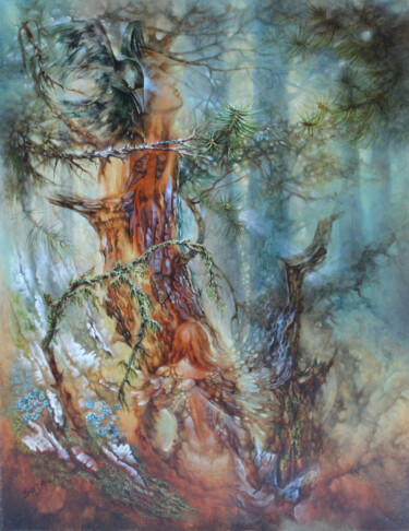 Peinture intitulée "Дриада. Сплети мне…" par Kira Mofa Sargon, Œuvre d'art originale, Huile