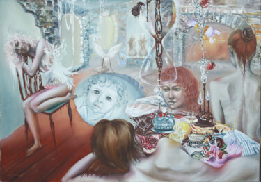 Картина под названием "Шоколадное время" - Кира Мофа-Саргон, Подлинное произведение искусства, Масло
