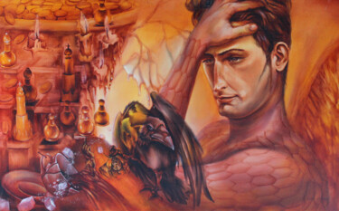 Картина под названием "Золотой Эндшпиль" - Кира Мофа-Саргон, Подлинное произведение искусства, Масло