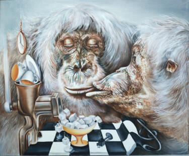 Картина под названием "Сахарные Шахматы" - Кира Мофа-Саргон, Подлинное произведение искусства, Масло