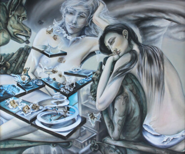 Peinture intitulée "Эффект домино" par Kira Mofa Sargon, Œuvre d'art originale, Huile