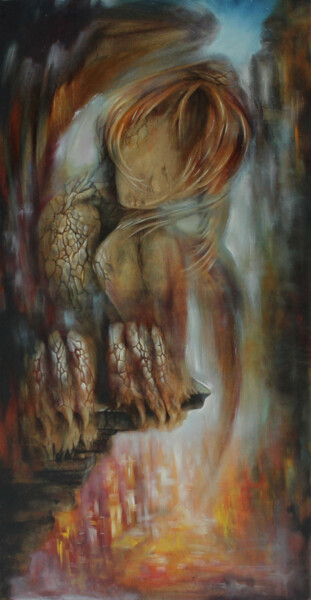 Schilderij getiteld "Спящая горгулья" door Kira Mofa Sargon, Origineel Kunstwerk, Olie