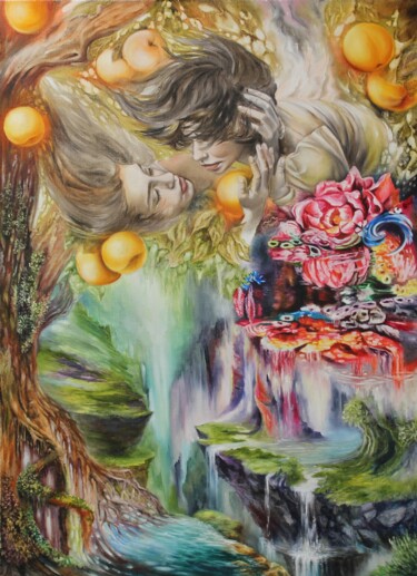 Pintura intitulada "Золотые Яблоки Гесп…" por Kira Mofa Sargon, Obras de arte originais, Óleo