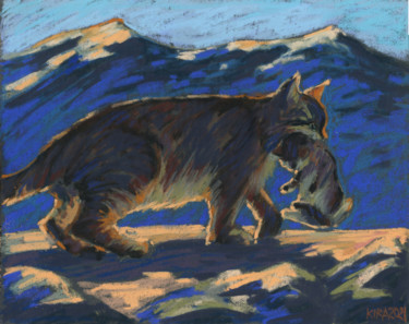 Rysunek zatytułowany „A Cat And A Kitten” autorstwa Kira Sokolovskaia, Oryginalna praca, Pastel