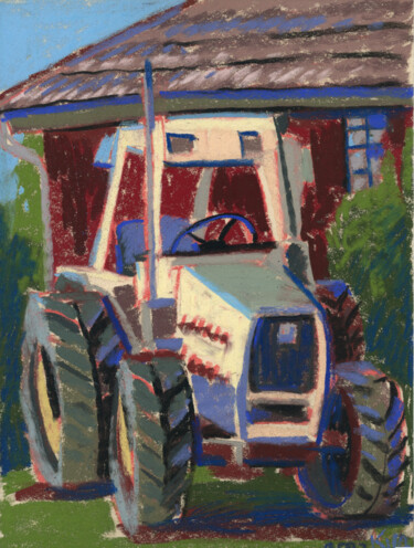 Pintura intitulada "Mark The Tractor" por Kira Sokolovskaia, Obras de arte originais, Pastel