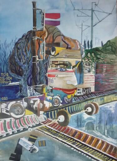 Pintura intitulada "Поезда" por Kirill Bulatov Bulatov, Obras de arte originais, Óleo