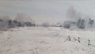 Malerei mit dem Titel "Winter Landscape" von Kirill Malkov, Original-Kunstwerk, Aquarell