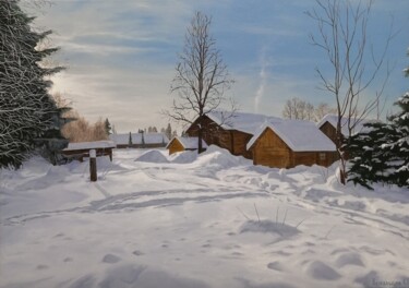 Painting titled "Winter fairy tale" by Kirill Nemaltsev, Original Artwork, Oil Mounted on Wood Stretcher frame