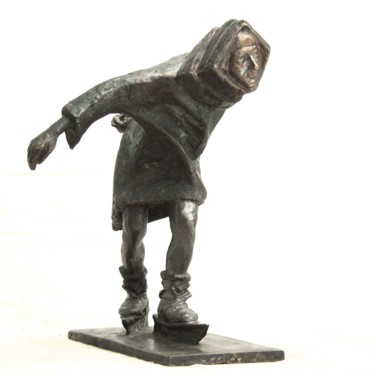 Скульптура под названием "Конькобежец зажавши…" - Кирилл Рахматуллин, Подлинное произведение искусства