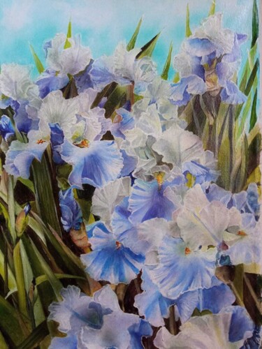 Painting titled "Warty irises" by Kirill Shevchenko, Original Artwork, Acrylic