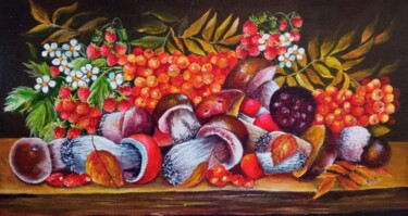 Painting titled "Still life with mus…" by Kirill Shevchenko, Original Artwork, Acrylic Mounted on Wood Stretcher frame