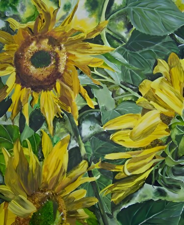 Painting titled "Sunflowers" by Kirill Shevchenko, Original Artwork, Acrylic