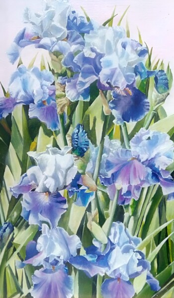 Painting titled "Irises bush" by Kirill Shevchenko, Original Artwork, Acrylic