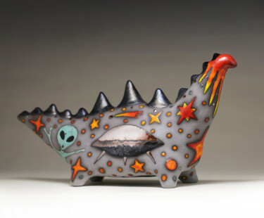 Sculpture titled "Dinosaur - reptile…" by Valery Kirillov, Original Artwork, Ceramics