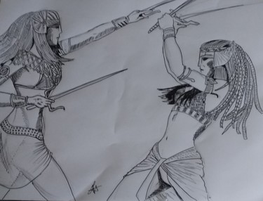 Drawing titled "duel" by Sarah Bouzaglou Boissin, Original Artwork, Ink