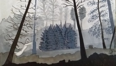 Dibujo titulada "esprit de la forêt" por Sarah Bouzaglou Boissin, Obra de arte original, Lápiz