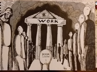 Dessin intitulée "uniformisation" par Sarah Bouzaglou Boissin, Œuvre d'art originale, Encre