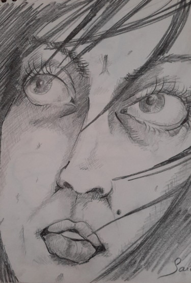 Dessin intitulée "esquisse visage" par Sarah Bouzaglou Boissin, Œuvre d'art originale, Crayon