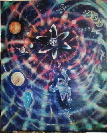 Peinture intitulée "esprit quantique" par Sarah Bouzaglou Boissin, Œuvre d'art originale, Huile