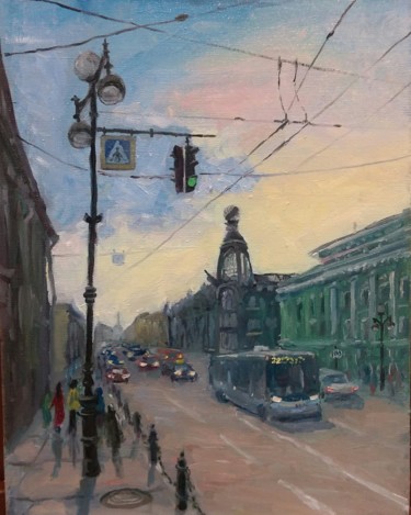 Painting titled "Невский проспект (N…" by Kirill Zemtsov, Original Artwork, Oil