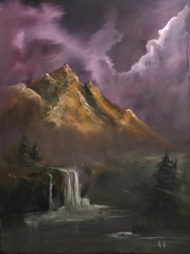 Painting titled "Waterfalls" by Kirk Ruse, Original Artwork, Oil