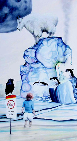 Peinture intitulée "No Swimming" par Kirk Shiflett, Œuvre d'art originale, Huile