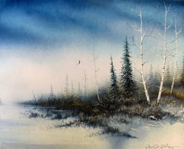 Painting titled "Hendblue" by Kirk Shiflett, Original Artwork, Watercolor