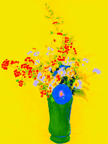Digitale Kunst mit dem Titel "Flowers  ( Odilon R…" von Kirlian, Original-Kunstwerk, Digitale Malerei