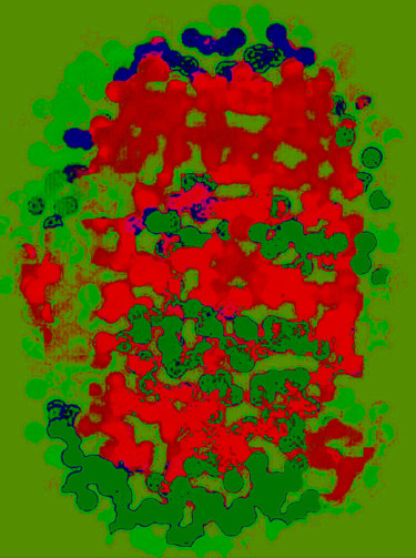 Digitale Kunst mit dem Titel "Crash Face" von Kirlian, Original-Kunstwerk, Digitale Malerei