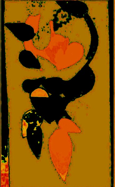 Digitale Kunst mit dem Titel "Le Coeur Flamenco" von Kirlian, Original-Kunstwerk, Digitale Malerei