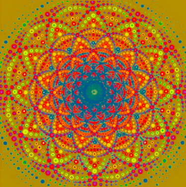 Arts numériques intitulée ""Mandala  Joy"" par Kirlian, Œuvre d'art originale, Peinture numérique