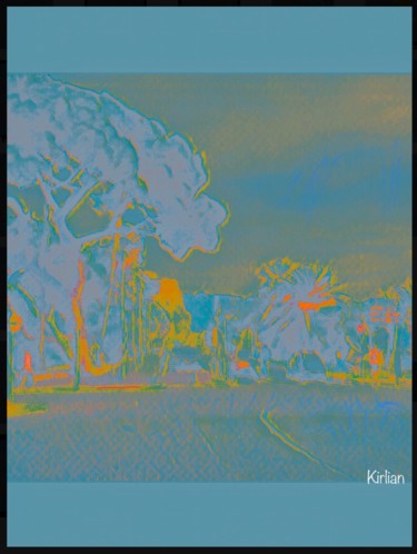 Digitale Kunst getiteld "Blue Promenade" door Kirlian, Origineel Kunstwerk, Digitaal Schilderwerk