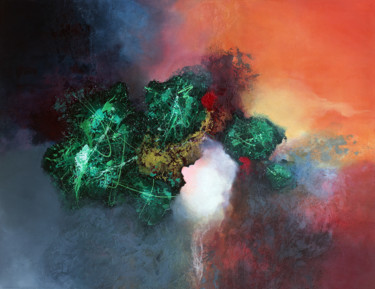 Картина под названием "Emerald 2" - Vasco Kirov, Подлинное произведение искусства, Акрил Установлен на Деревянная рама для н…