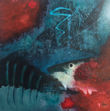 Картина под названием "The deep blue" - Vasco Kirov, Подлинное произведение искусства, Акрил Установлен на Деревянная рама д…