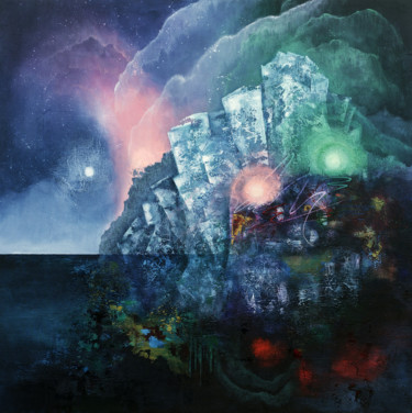 Painting titled "The Aurora Lights" by Vasco Kirov, Original Artwork, Acrylic