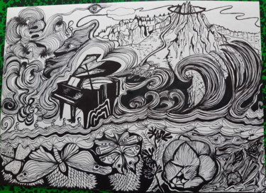 Dédicace pour un accord majeur Drawing titled "Dédicace pour un ac…" by Kirova, Original Art, Gel pen