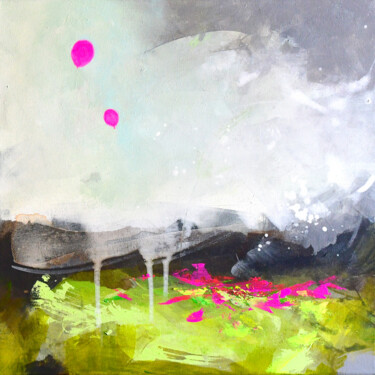Malarstwo zatytułowany „Wild Balloons” autorstwa Kirsten Handelmann, Oryginalna praca, Akryl Zamontowany na Drewniana rama n…