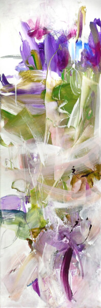 Painting titled "On the flower path 1" by Kirsten Handelmann, Original Artwork, Acrylic Mounted on Wood Stretcher frame