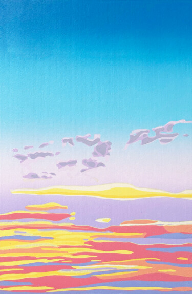 Отпечатки и Гравюры под названием "sunset 1" - Kirstie Dedman, Подлинное произведение искусства, Линогравюры