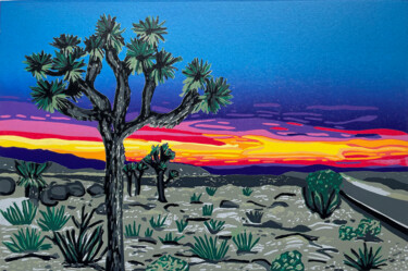 Отпечатки и Гравюры под названием "Joshua Sunset" - Kirstie Dedman, Подлинное произведение искусства, Линогравюры