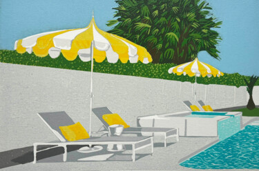Incisioni, stampe intitolato "Palm Springs 3" da Kirstie Dedman, Opera d'arte originale, Incisioni su linoleum